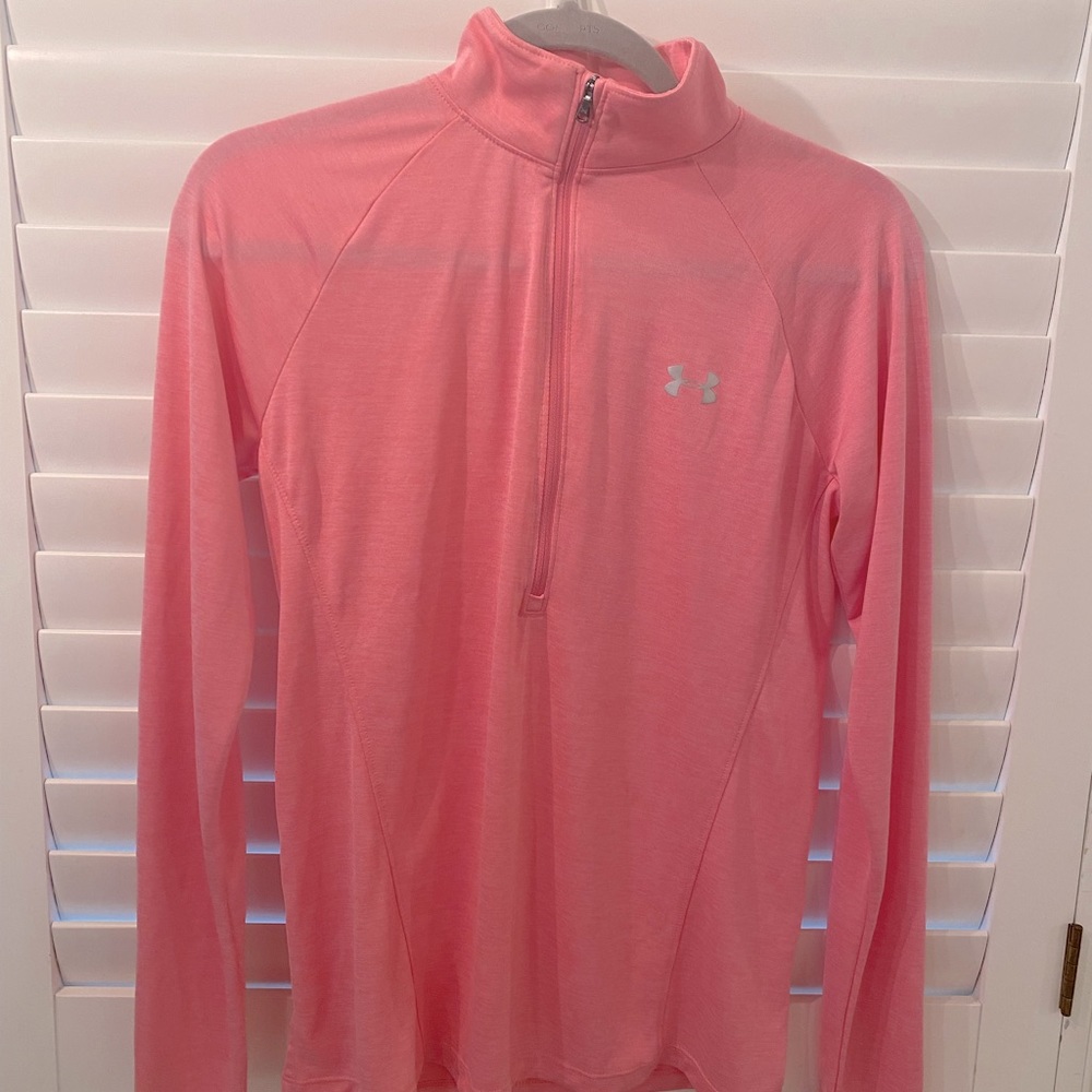 Women’s Under Armour 1/4 zip pullover, pink, size M